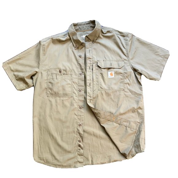 Carhartt Other - Carhartt Relaxed Fit Lightweight Vented Button Up Shirt Men’s Large Safari Beige